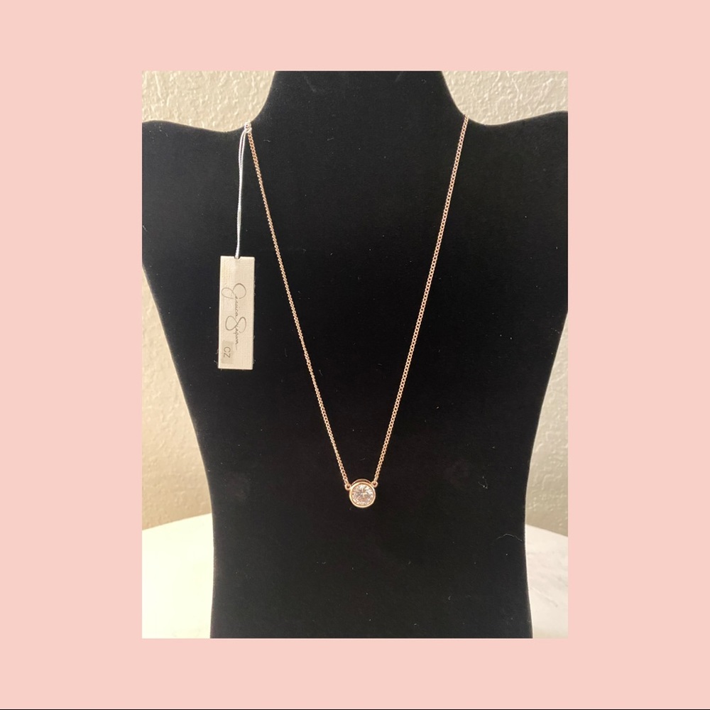 Jessica Simpson- Rose Gold Pendant Necklace 8.5” Length NEW